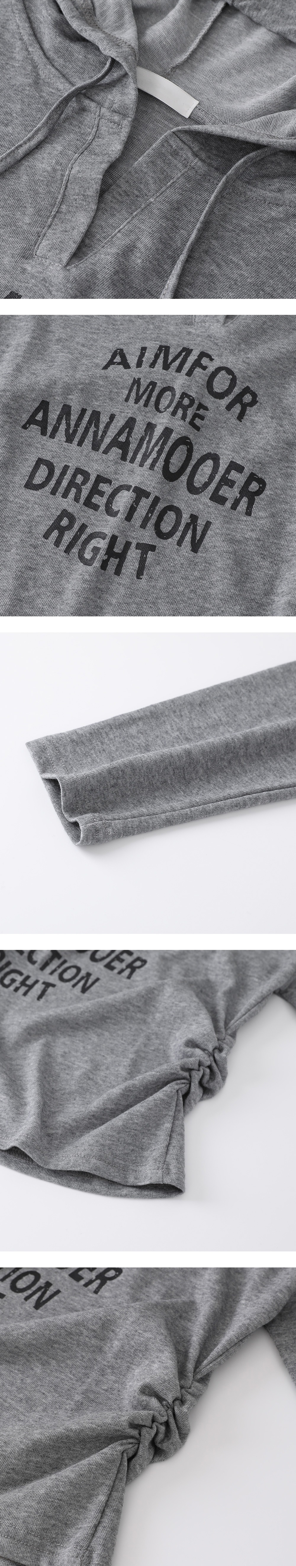 字母印花V領連帽上衣