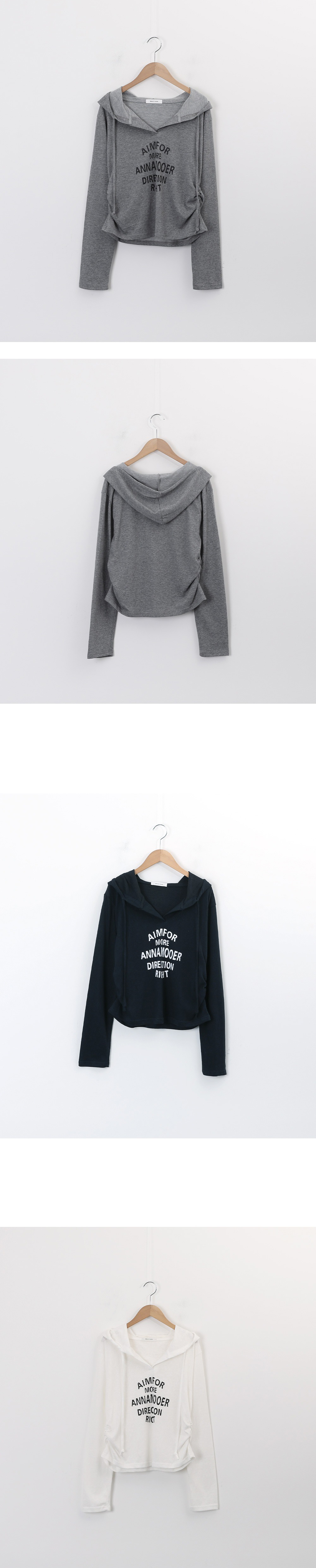 字母印花V領連帽上衣