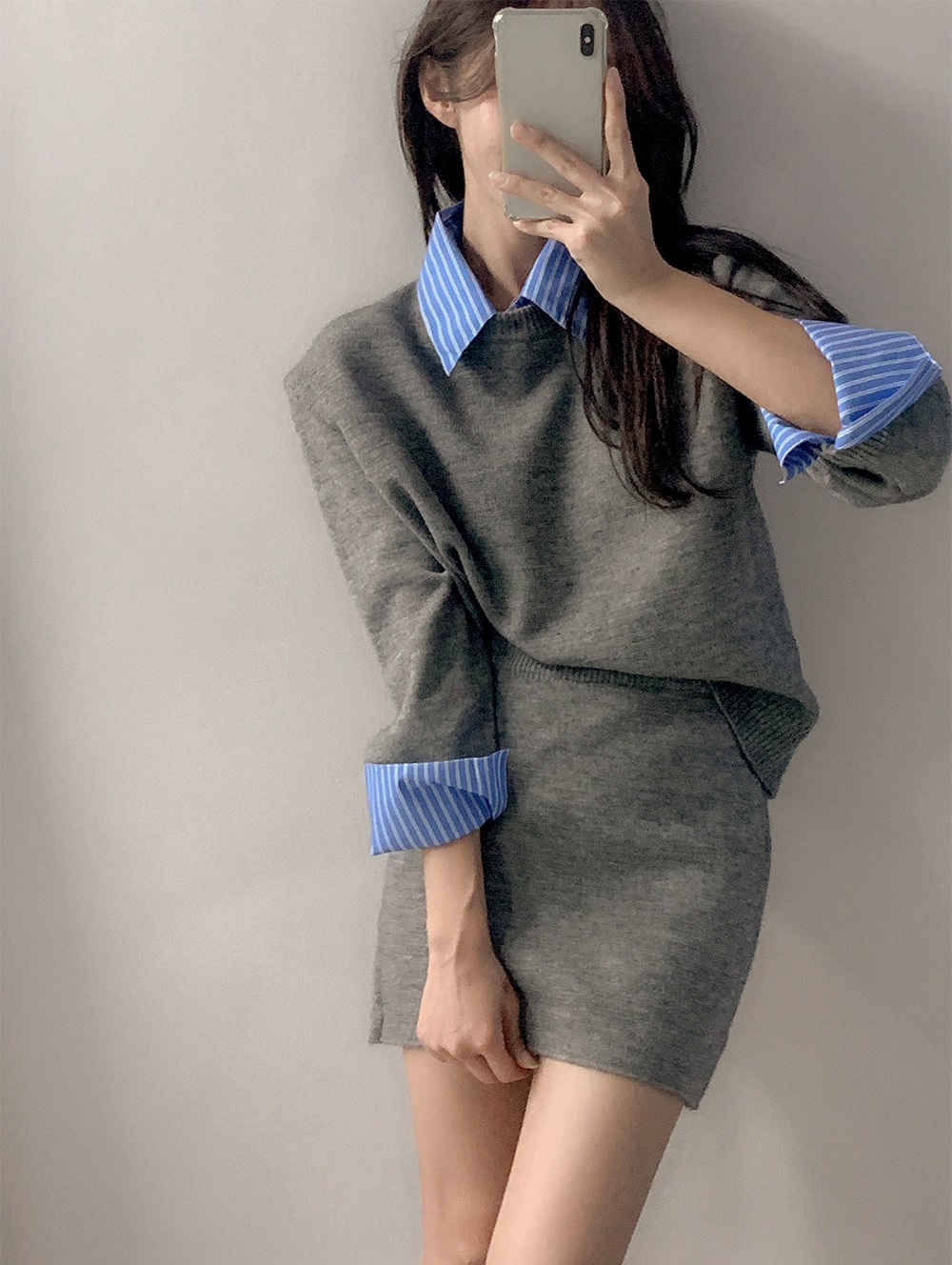 假兩件針織短裙套裝
