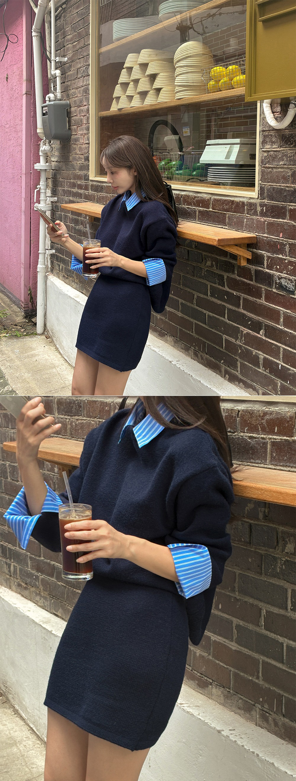 假兩件針織短裙套裝