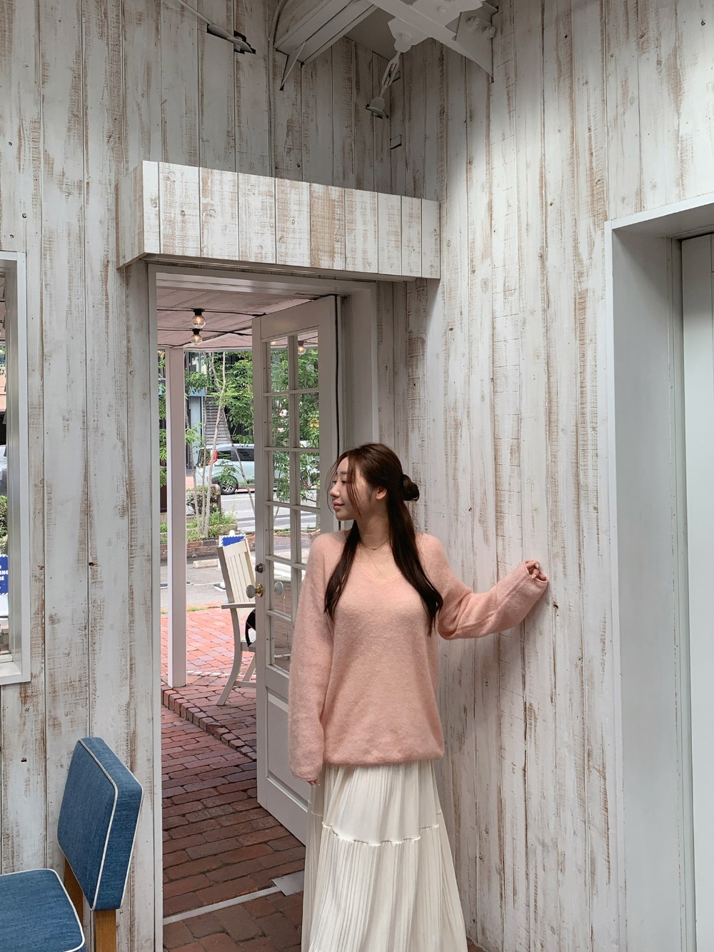 純色仙氣褶皺感長裙