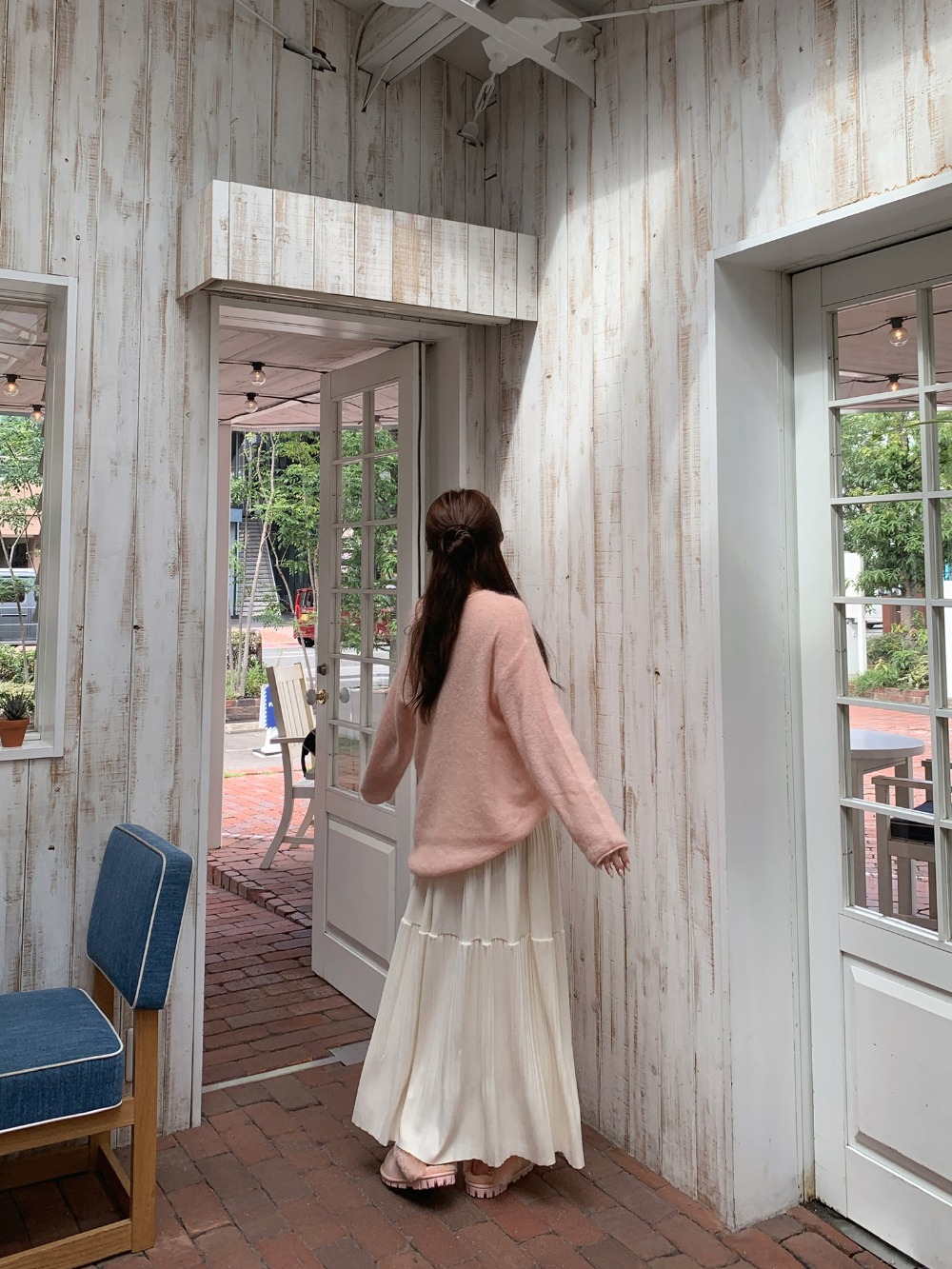 純色仙氣褶皺感長裙