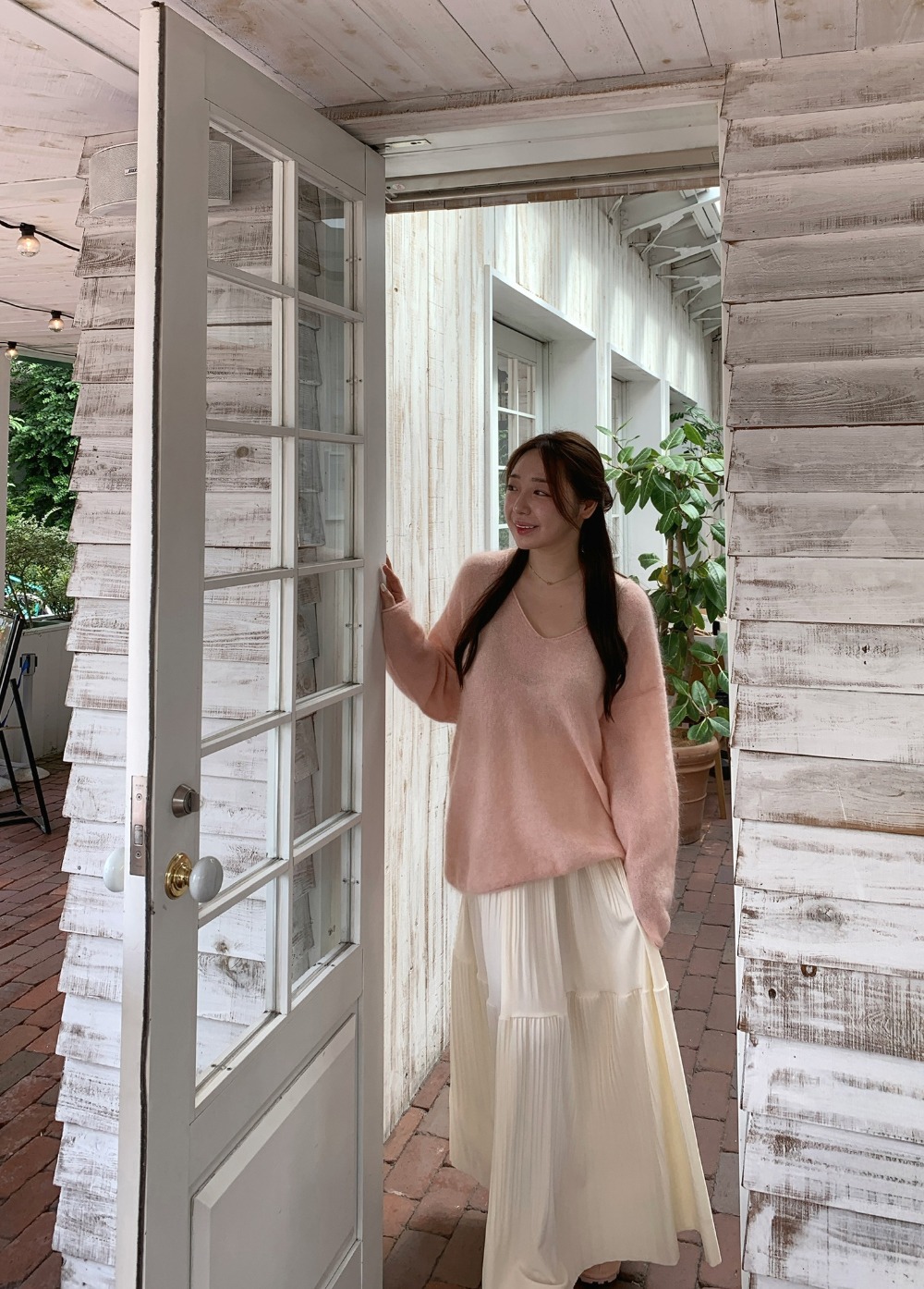 純色仙氣褶皺感長裙