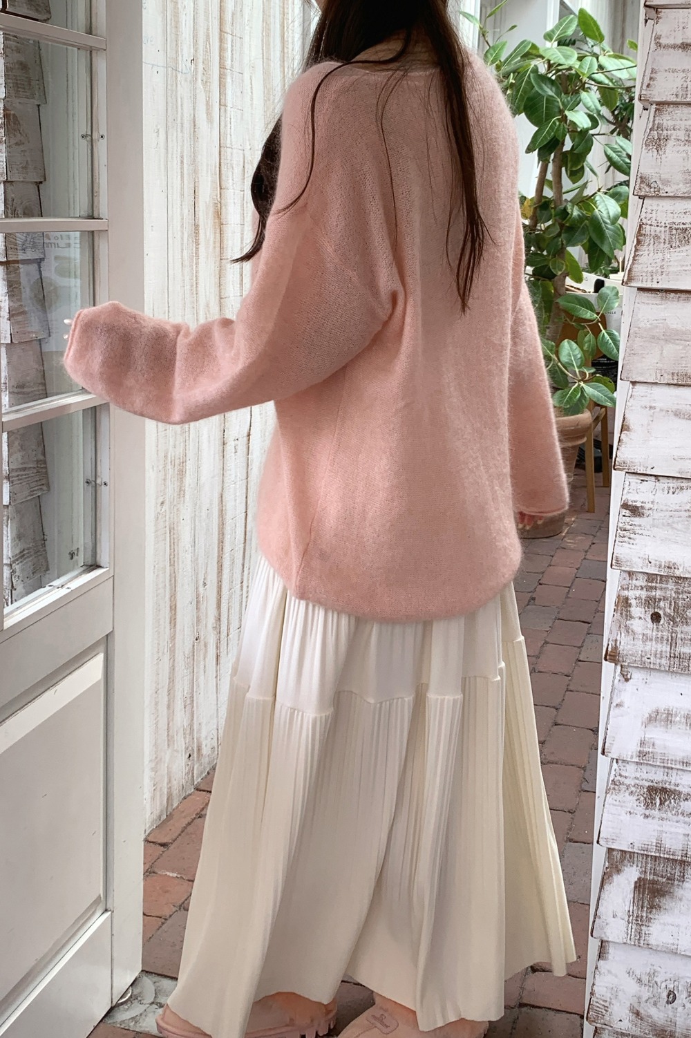 純色仙氣褶皺感長裙