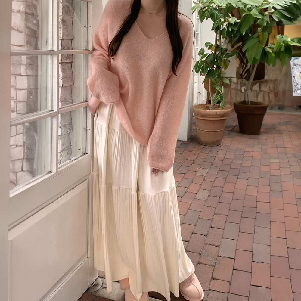 純色仙氣褶皺感長裙