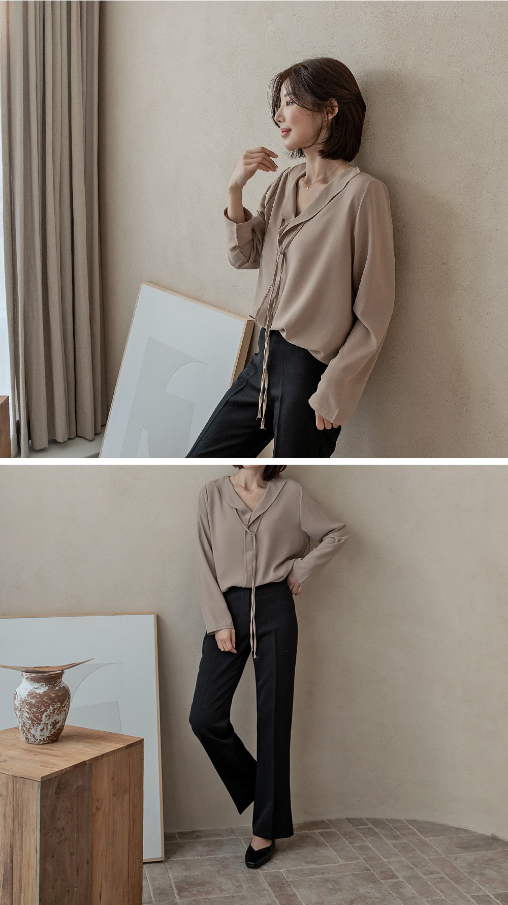 輕盈柔美綁帶襯衫