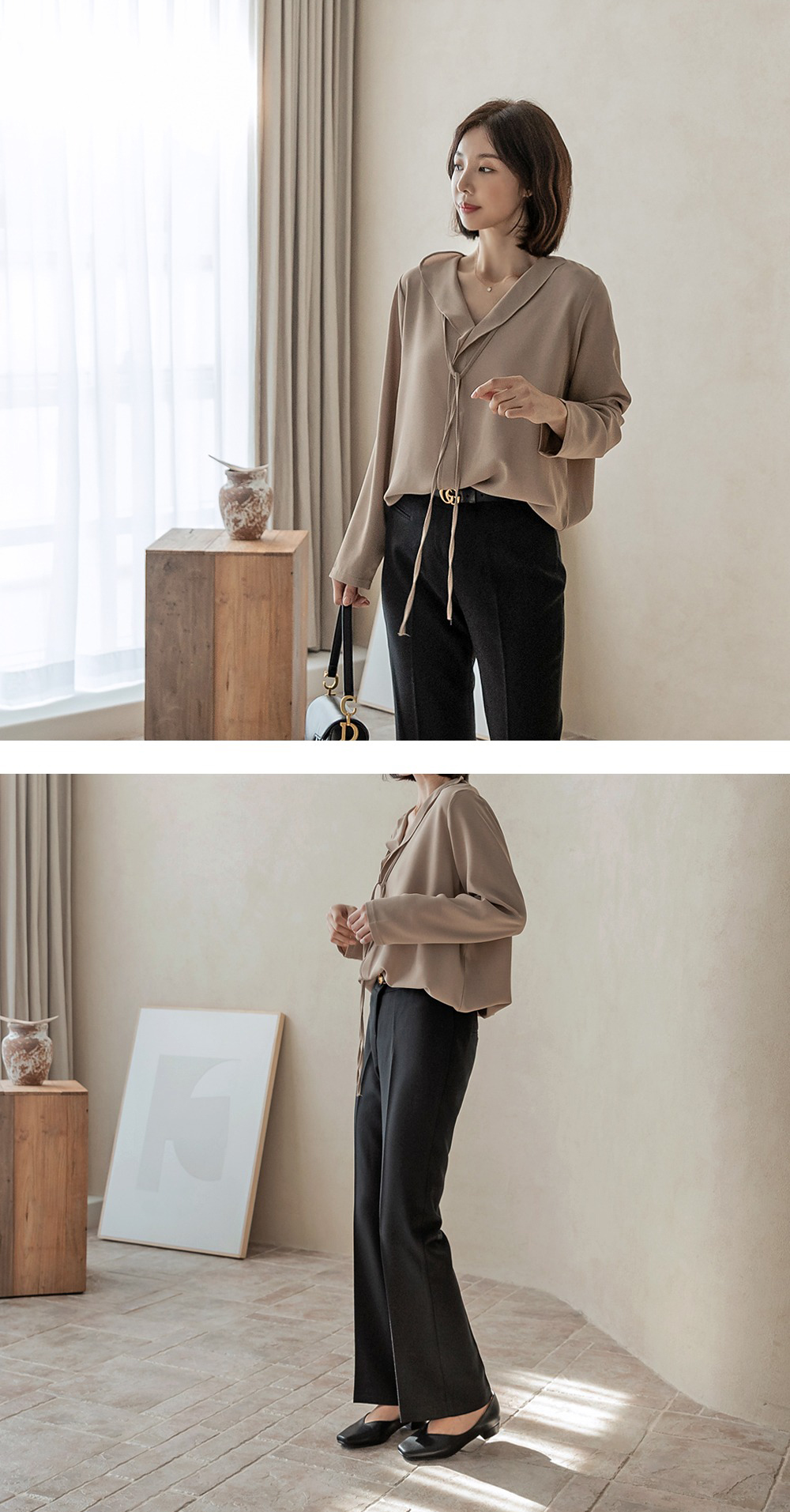 輕盈柔美綁帶襯衫