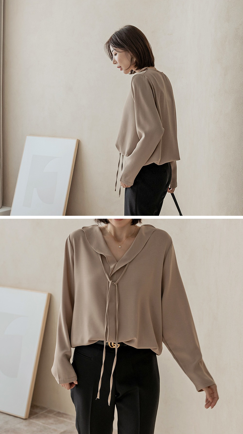 輕盈柔美綁帶襯衫