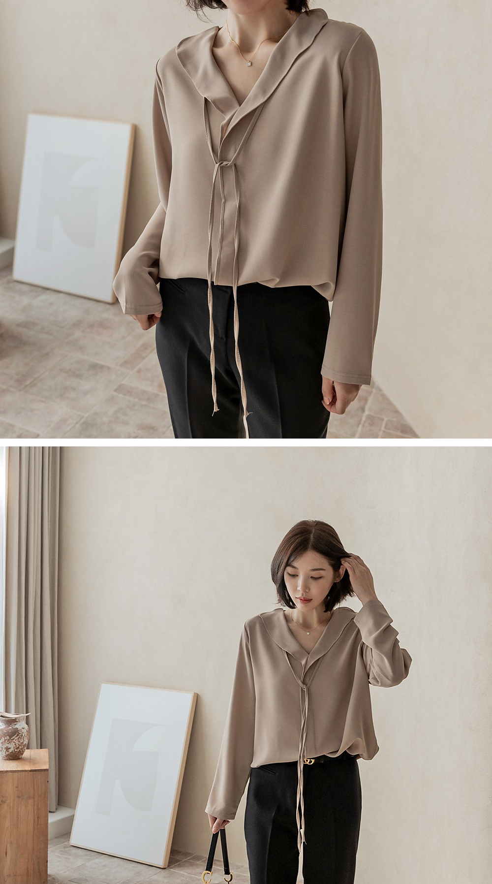 輕盈柔美綁帶襯衫