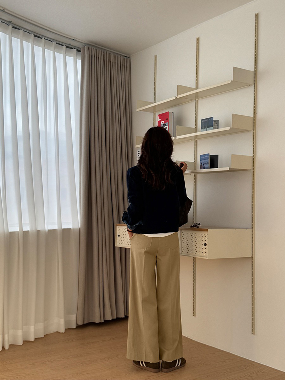 牛仔拼接針織外套