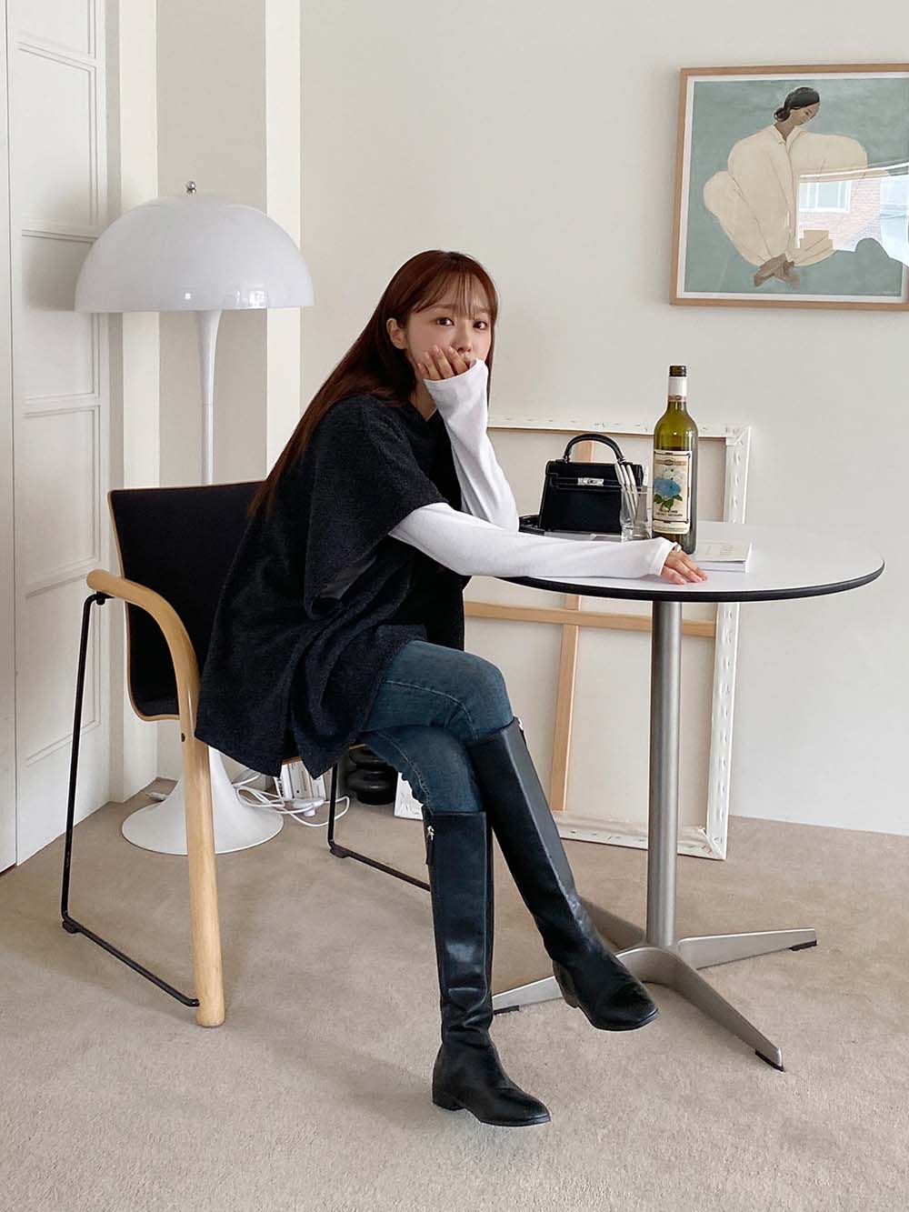 側開衩連帽針織背心