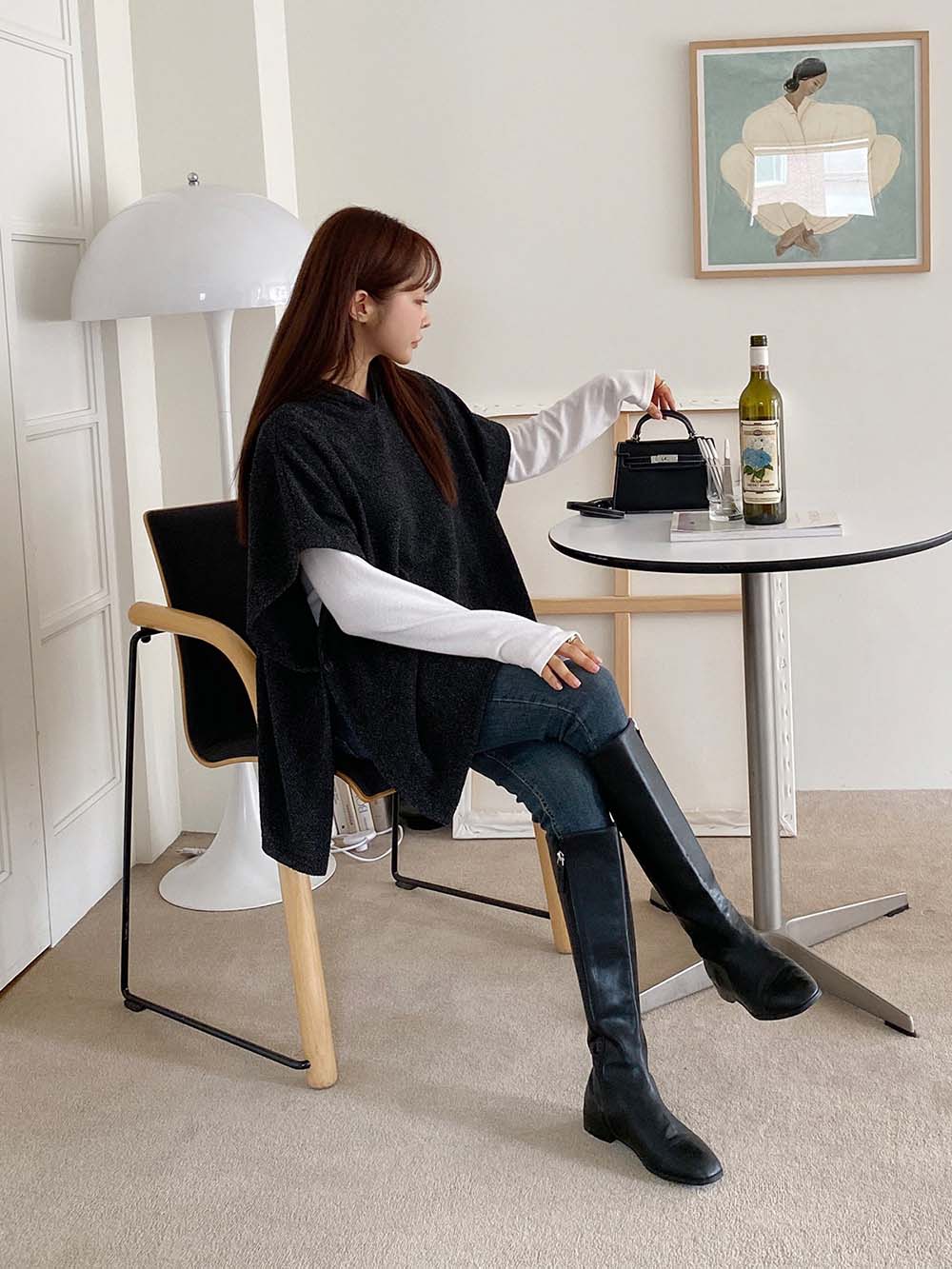 側開衩連帽針織背心