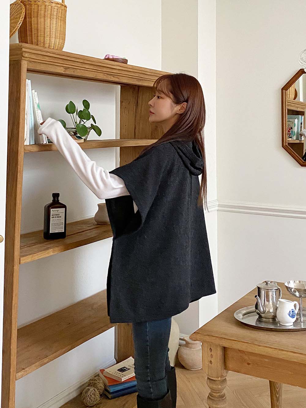 側開衩連帽針織背心