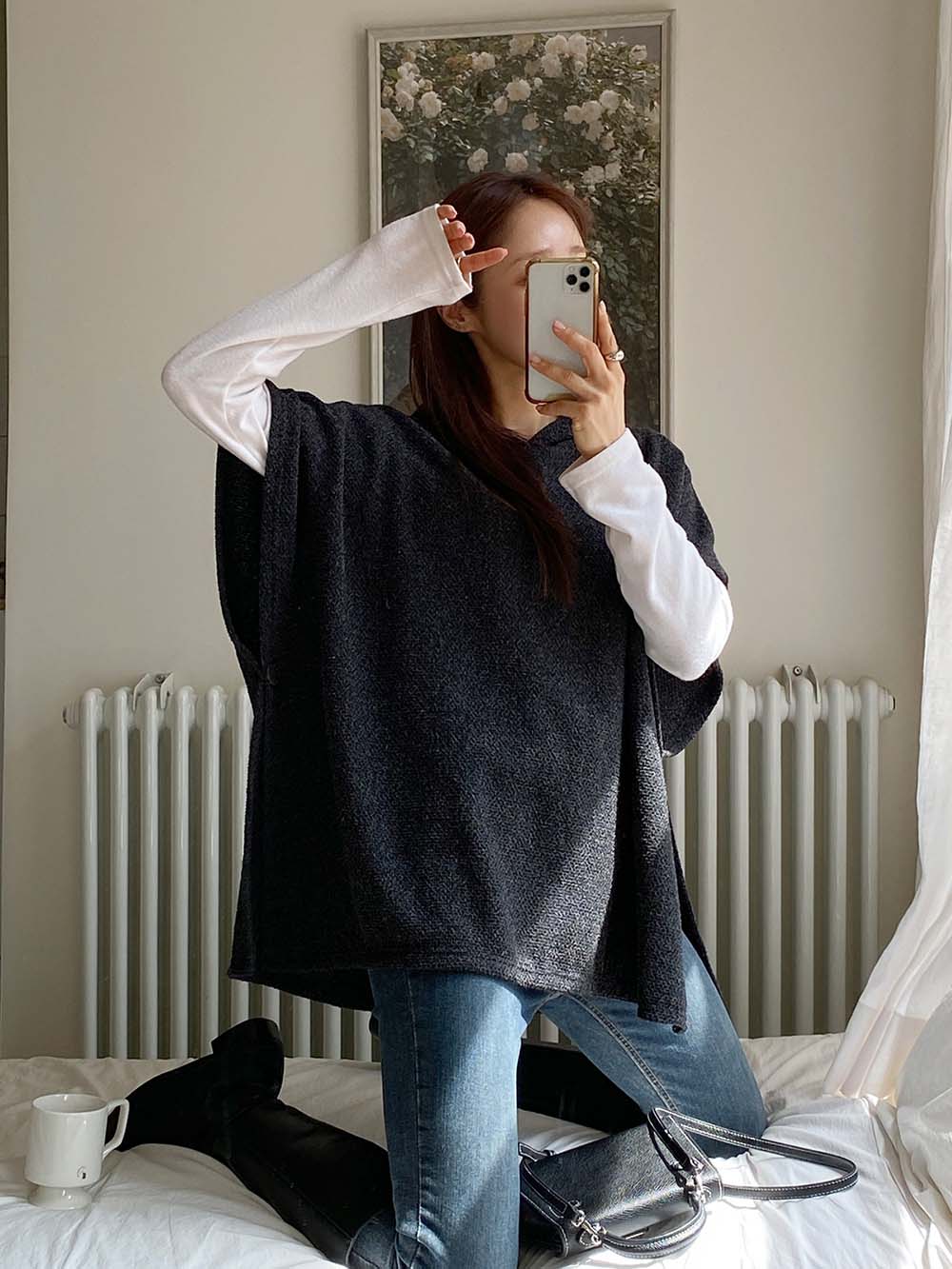 側開衩連帽針織背心