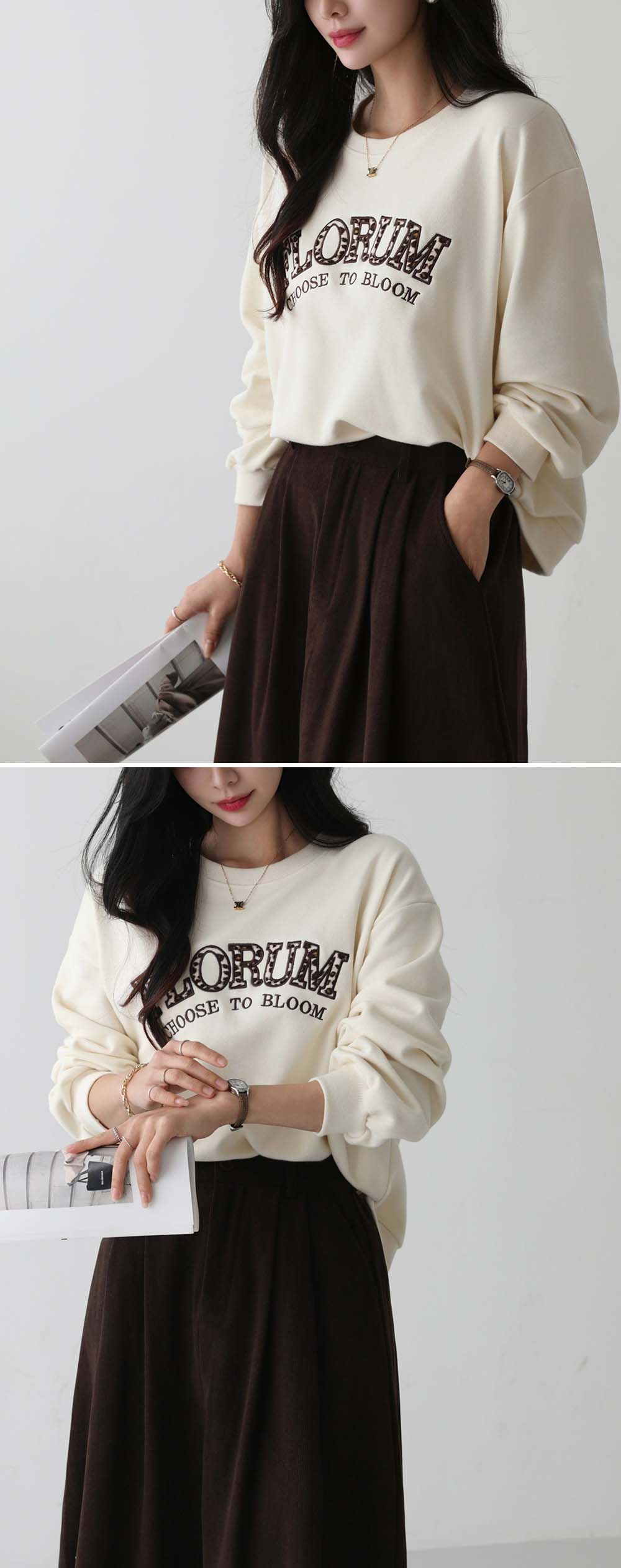 寬鬆豹紋字母刺繡上衣