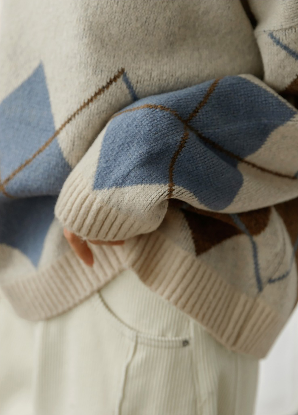 菱格紋高領針織上衣,KOREA,347014,菱格紋高領針織上衣,領500,999免運