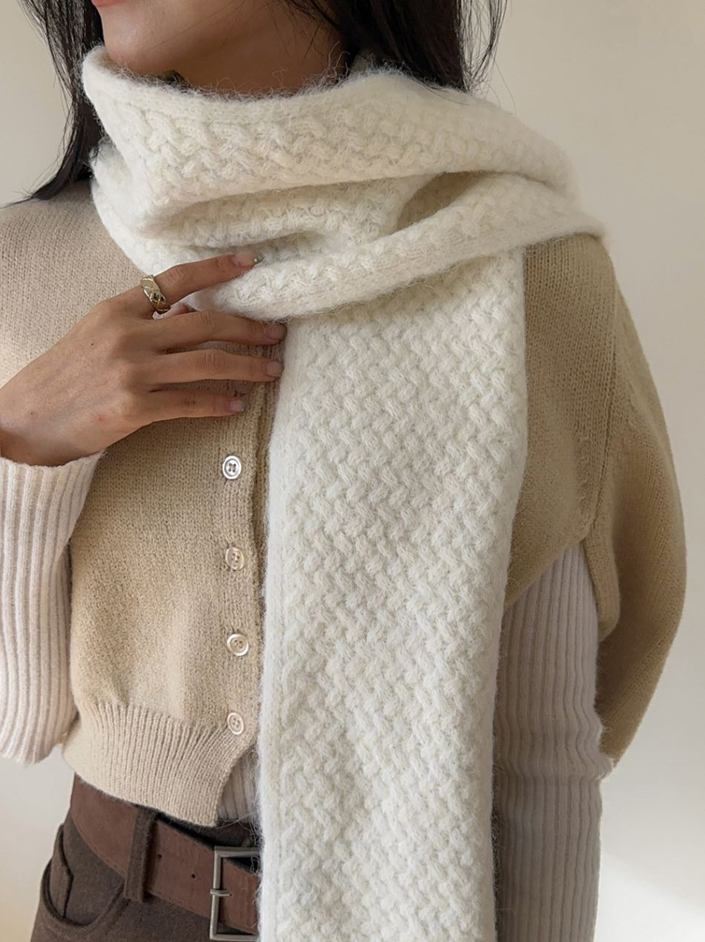 排釦圓領針織披肩外套,KOREA,347075,排釦圓領針織披肩外套,領500,999免運