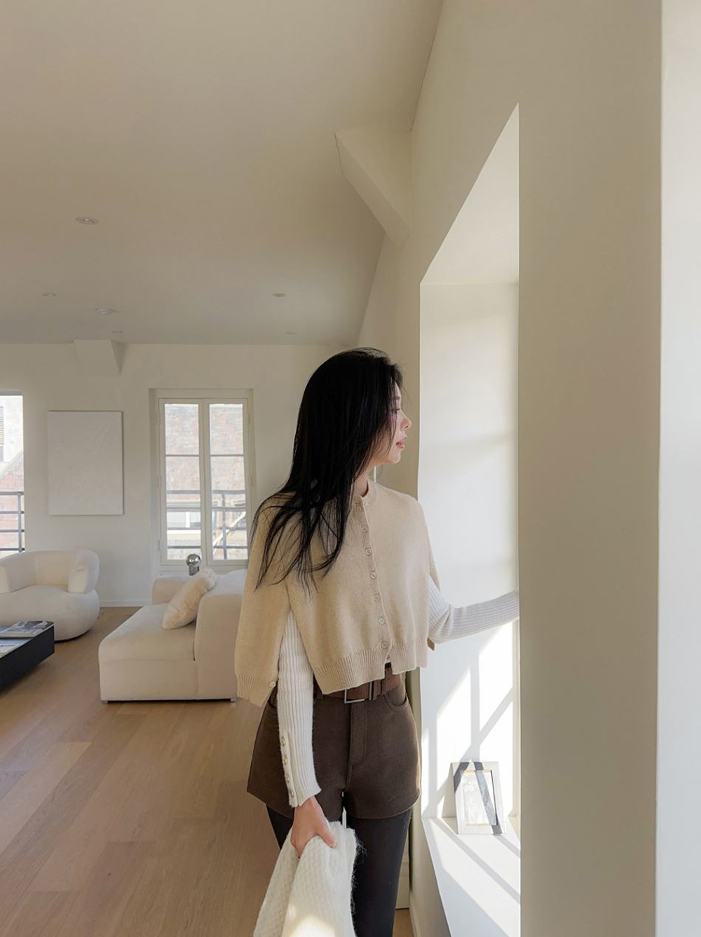 排釦圓領針織披肩外套,KOREA,347075,排釦圓領針織披肩外套,領500,999免運