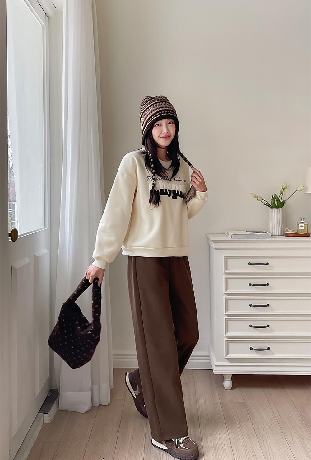 雙色字母內刷毛上衣,KOREA,347144,雙色字母內刷毛上衣,領500,999免運