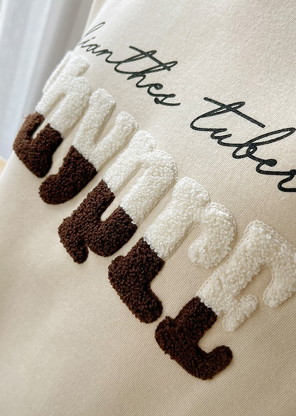 雙色字母內刷毛上衣,KOREA,347144,雙色字母內刷毛上衣,領500,999免運