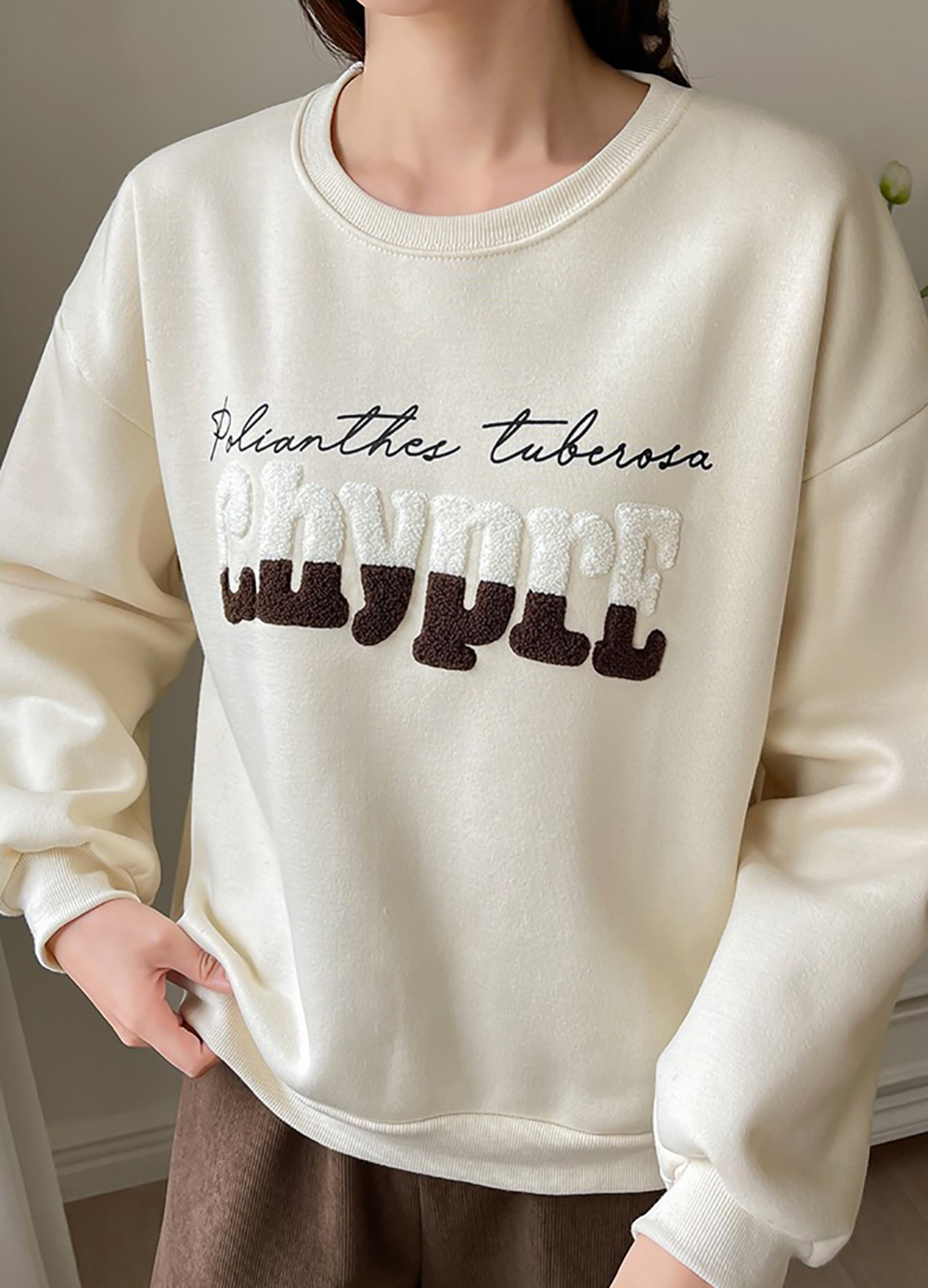 雙色字母內刷毛上衣,KOREA,347144,雙色字母內刷毛上衣,領500,999免運