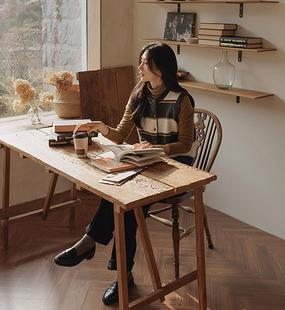 撞色圓領針織背心外套,KOREA,347242,撞色圓領針織背心外套,領500,999免運