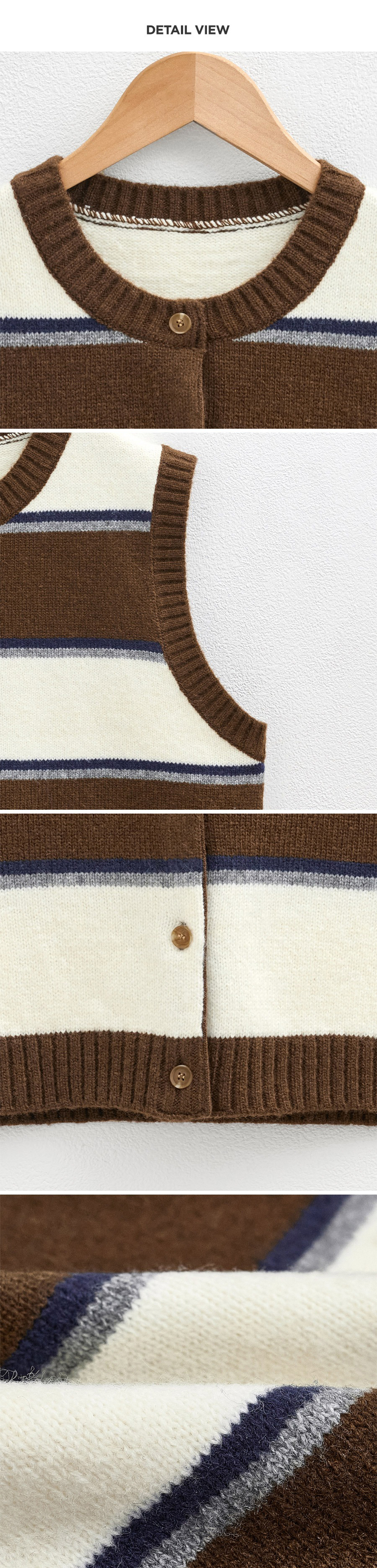 撞色圓領針織背心外套,KOREA,347242,撞色圓領針織背心外套,領500,999免運