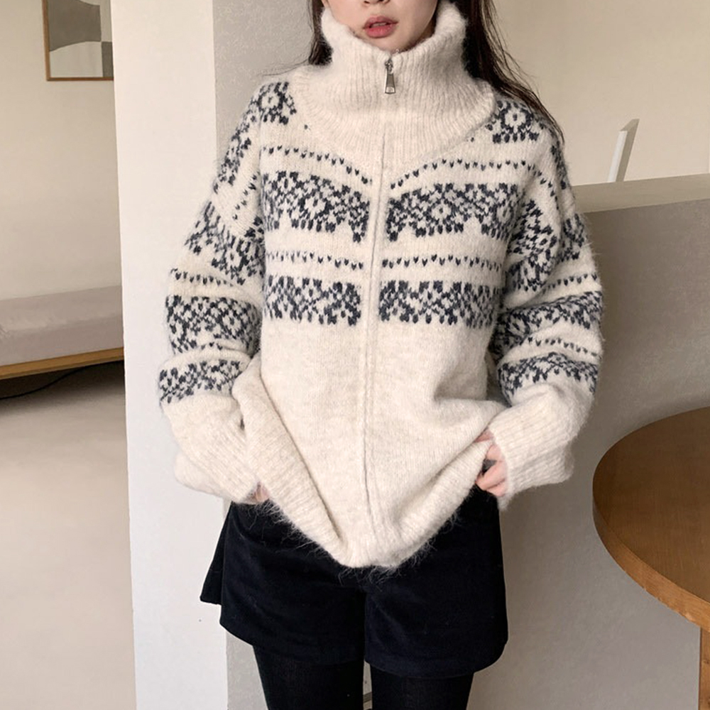 北歐風圖騰針織外套