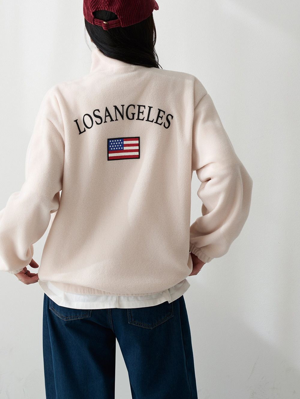 半拉鍊字母印花上衣,KOREA,347295,半拉鍊字母印花上衣,領500,999免運