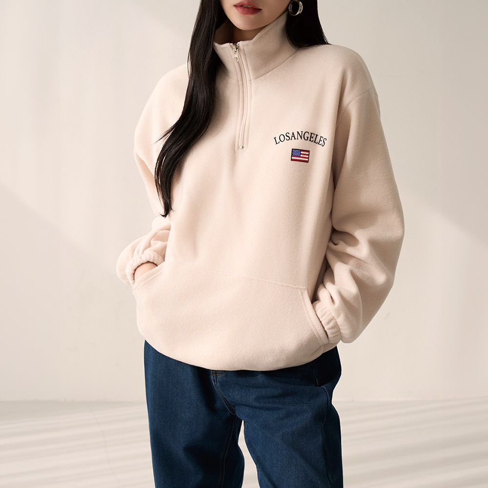 半拉鍊字母印花上衣