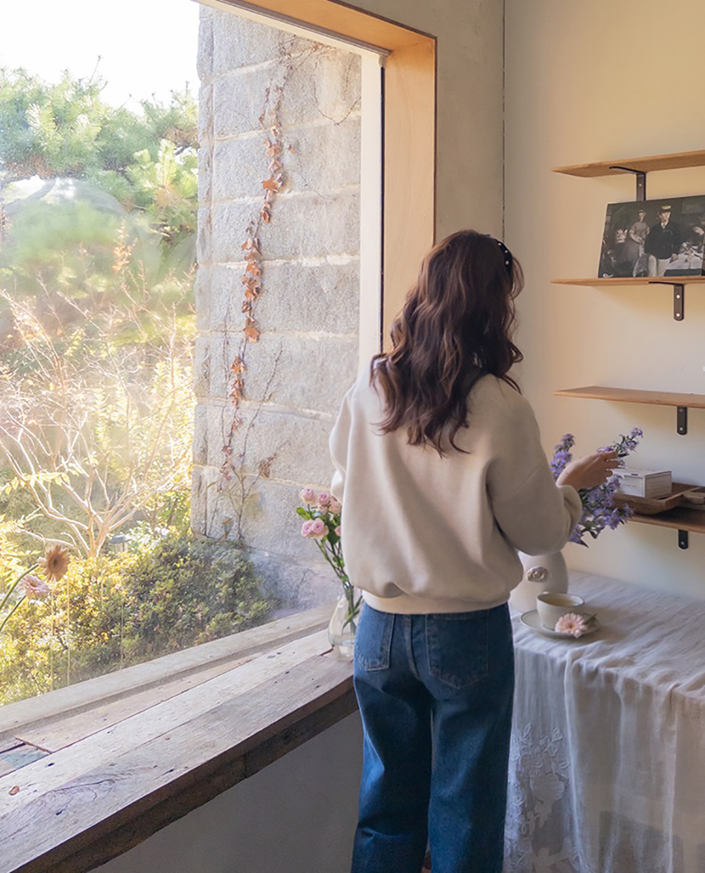 粗花呢字母內刷毛上衣,KOREA,347330,粗花呢字母內刷毛上衣,領500,999免運