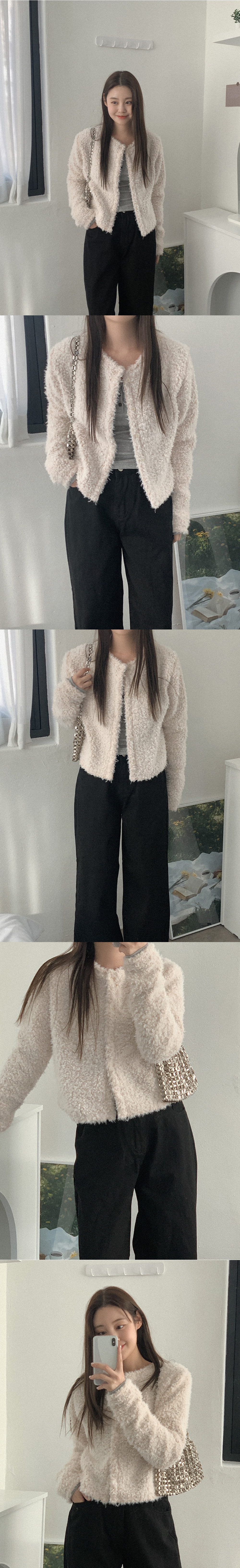 毛茸茸圓領開襟外套,KOREA,347378,毛茸茸圓領開襟外套,領500,999免運