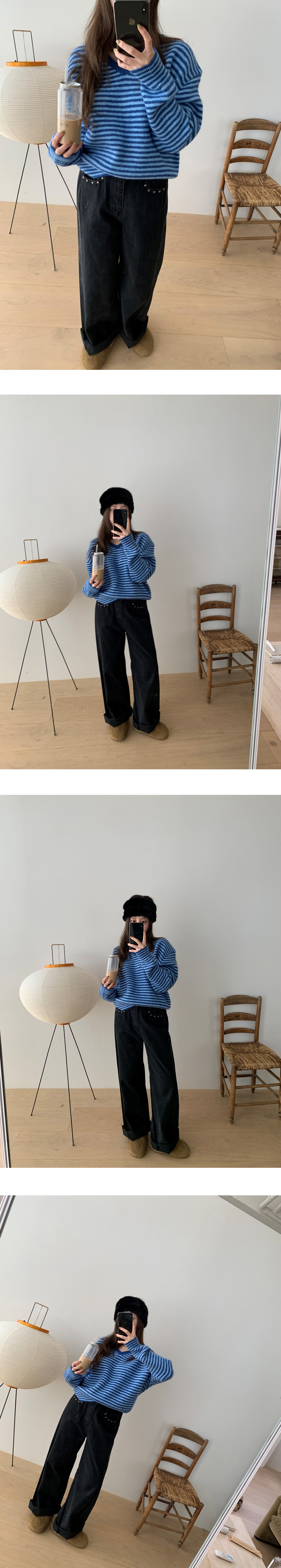 V領撞色條紋針織上衣,KOREA,347397,V領撞色條紋針織上衣,領500,999免運