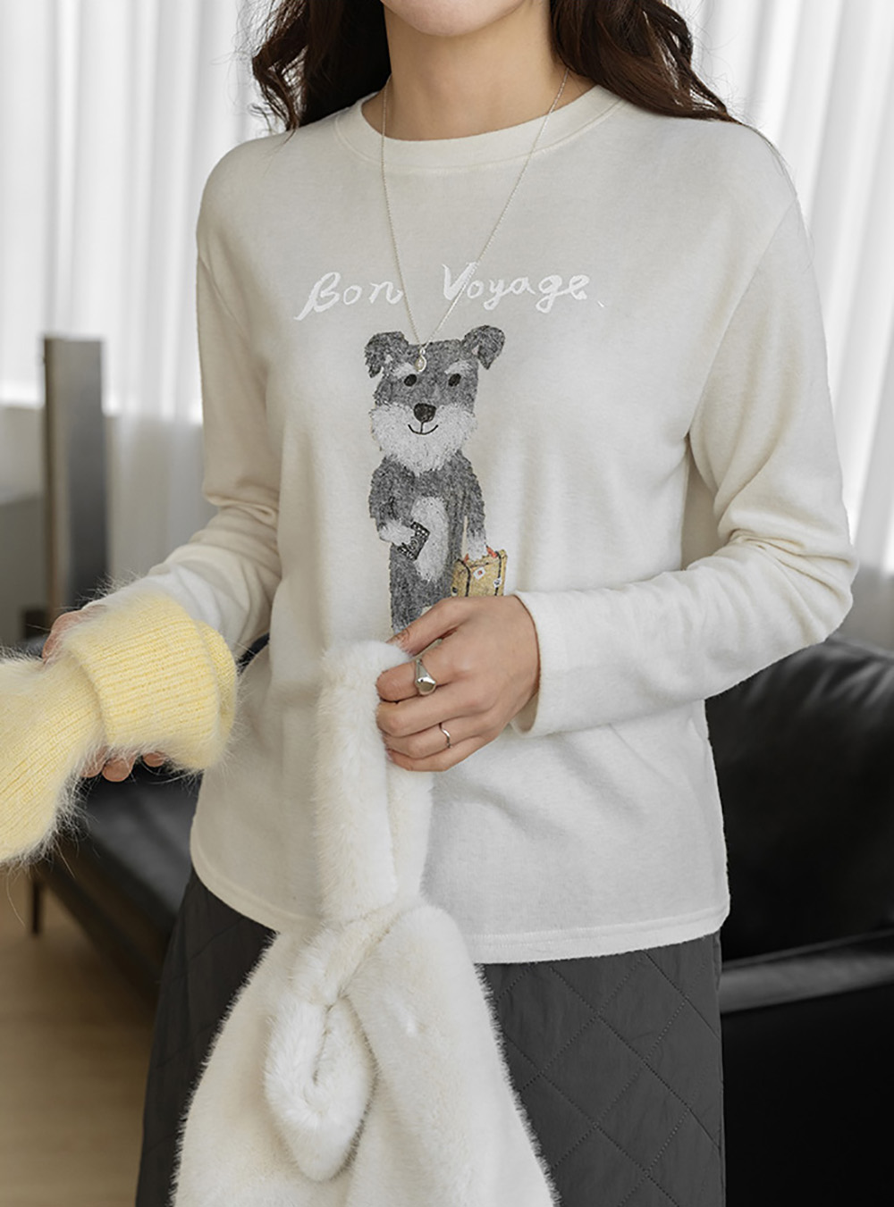 簡約可愛小狗印花上衣,KOREA,347025,簡約可愛小狗印花上衣,領500,999免運