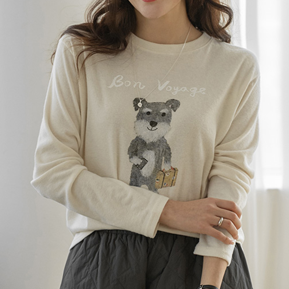 簡約可愛小狗印花上衣