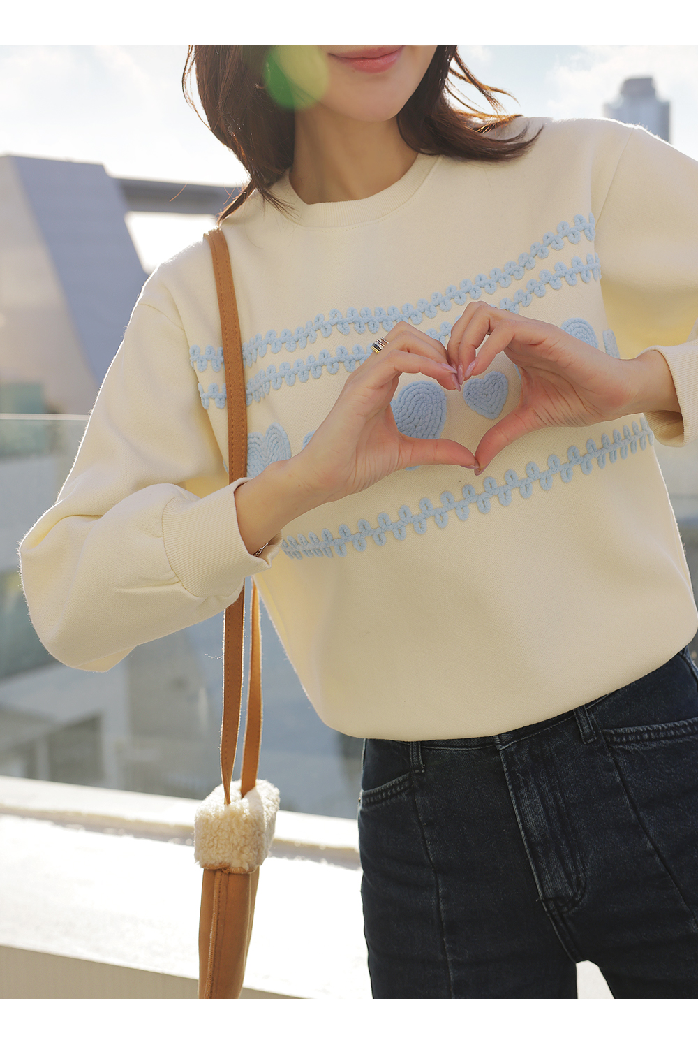 愛心刺繡內刷毛上衣,KOREA,348176,愛心刺繡內刷毛上衣,領500,999免運