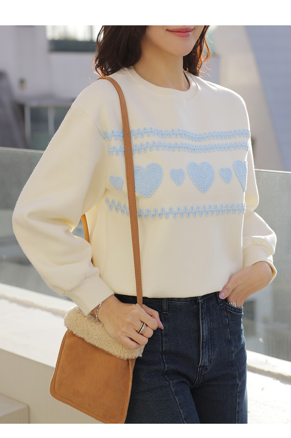 愛心刺繡內刷毛上衣,KOREA,348176,愛心刺繡內刷毛上衣,領500,999免運