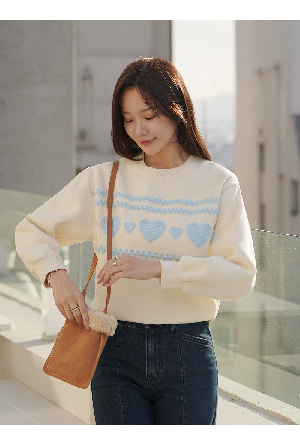 愛心刺繡內刷毛上衣,KOREA,348176,愛心刺繡內刷毛上衣,領500,999免運