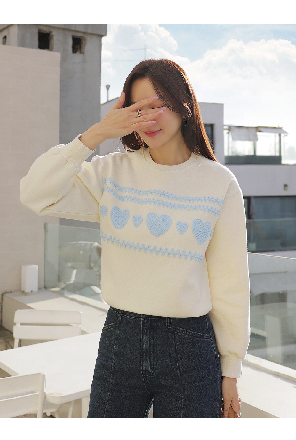 愛心刺繡內刷毛上衣,KOREA,348176,愛心刺繡內刷毛上衣,領500,999免運