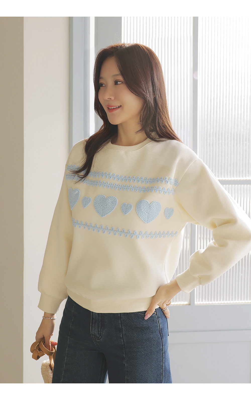 愛心刺繡內刷毛上衣,KOREA,348176,愛心刺繡內刷毛上衣,領500,999免運