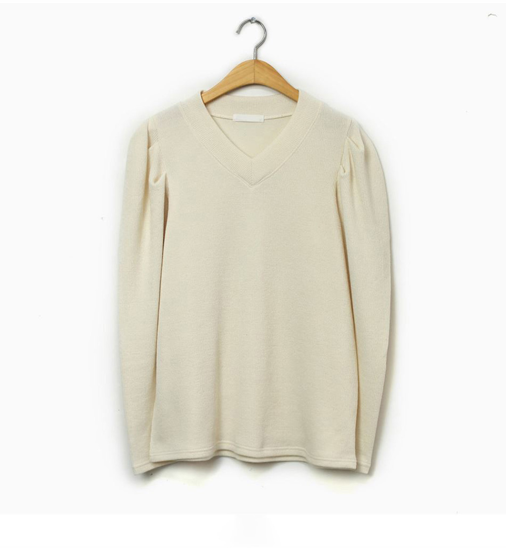 簡約柔美V領針織上衣,KOREA,348249,簡約柔美V領針織上衣,領500,999免運