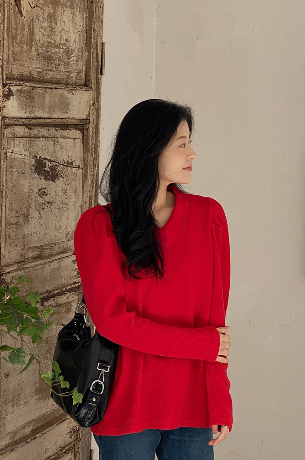 簡約柔美V領針織上衣,KOREA,348249,簡約柔美V領針織上衣,領500,999免運