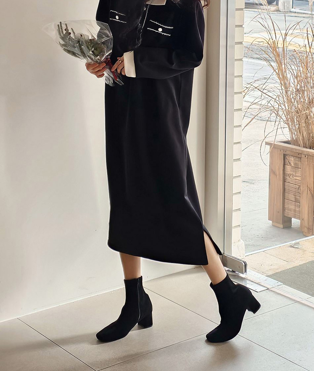 撞色V領內磨毛長洋裝,KOREA,348258,撞色V領內磨毛長洋裝,領500,999免運