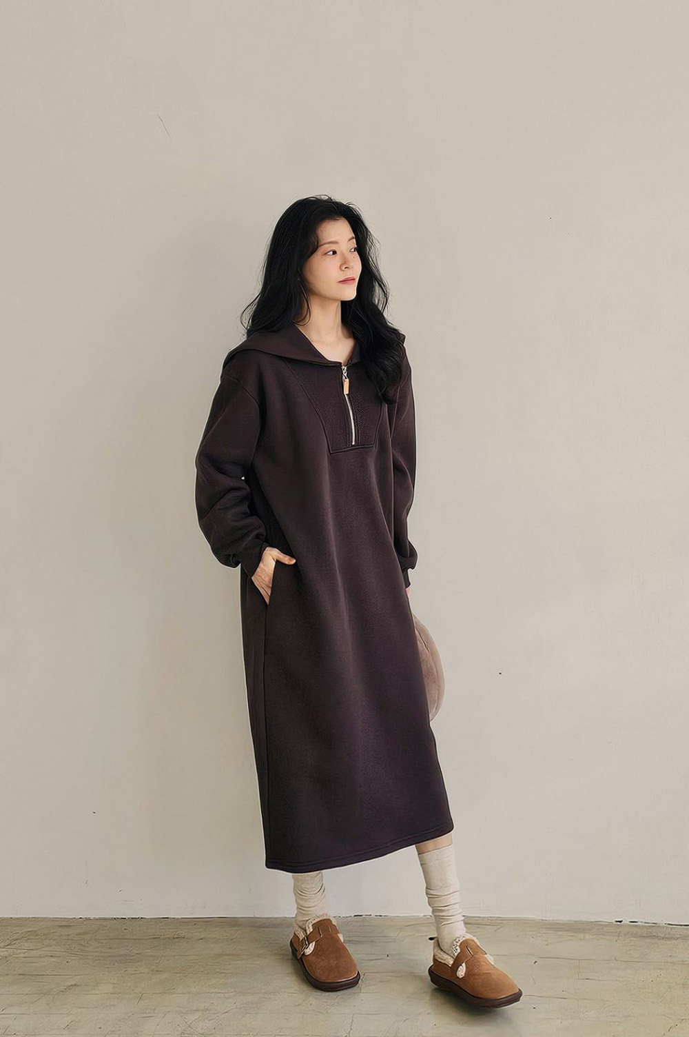 水手領內磨毛長洋裝,KOREA,348263,水手領內磨毛長洋裝,領500,999免運