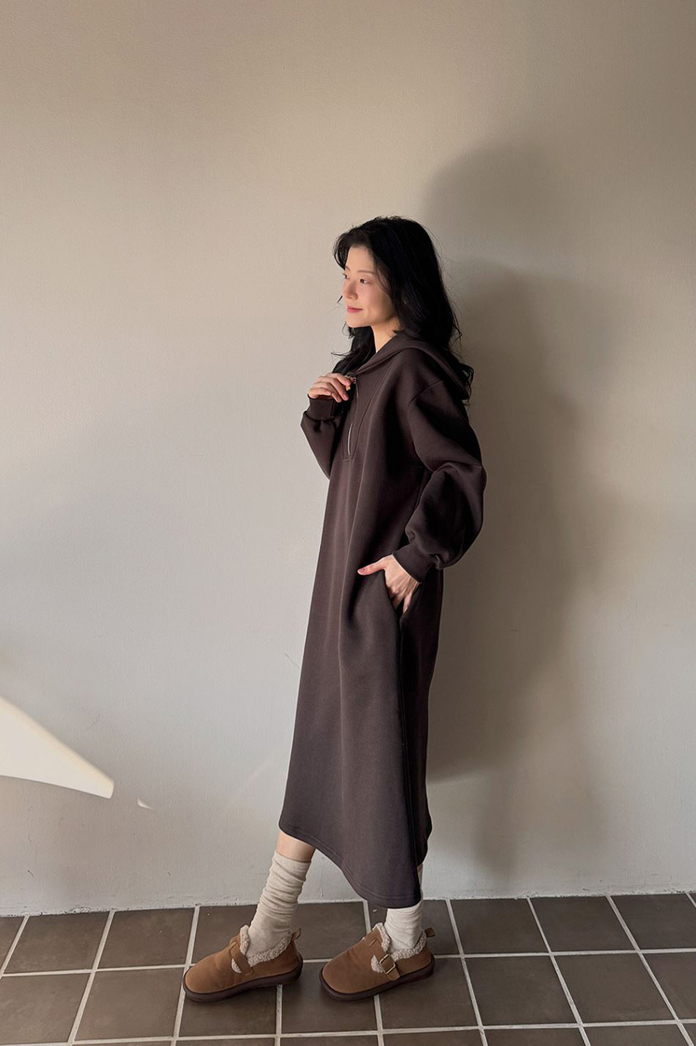 水手領內磨毛長洋裝,KOREA,348263,水手領內磨毛長洋裝,領500,999免運