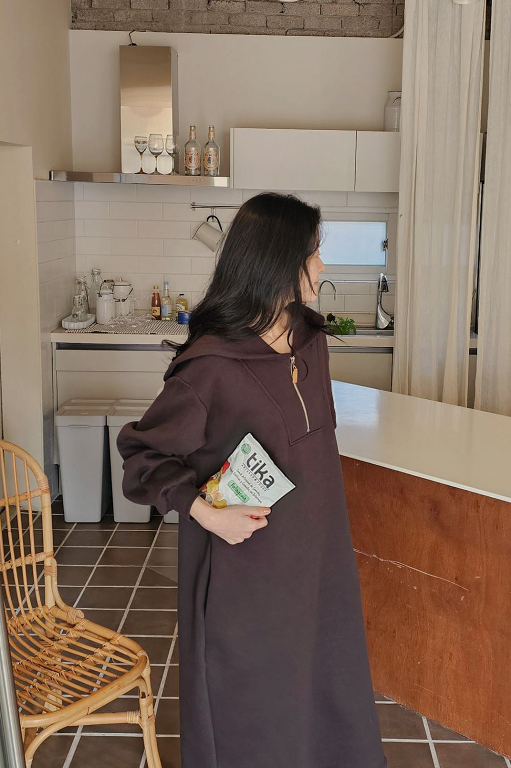 水手領內磨毛長洋裝,KOREA,348263,水手領內磨毛長洋裝,領500,999免運