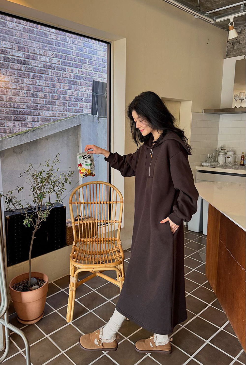 水手領內磨毛長洋裝,KOREA,348263,水手領內磨毛長洋裝,領500,999免運