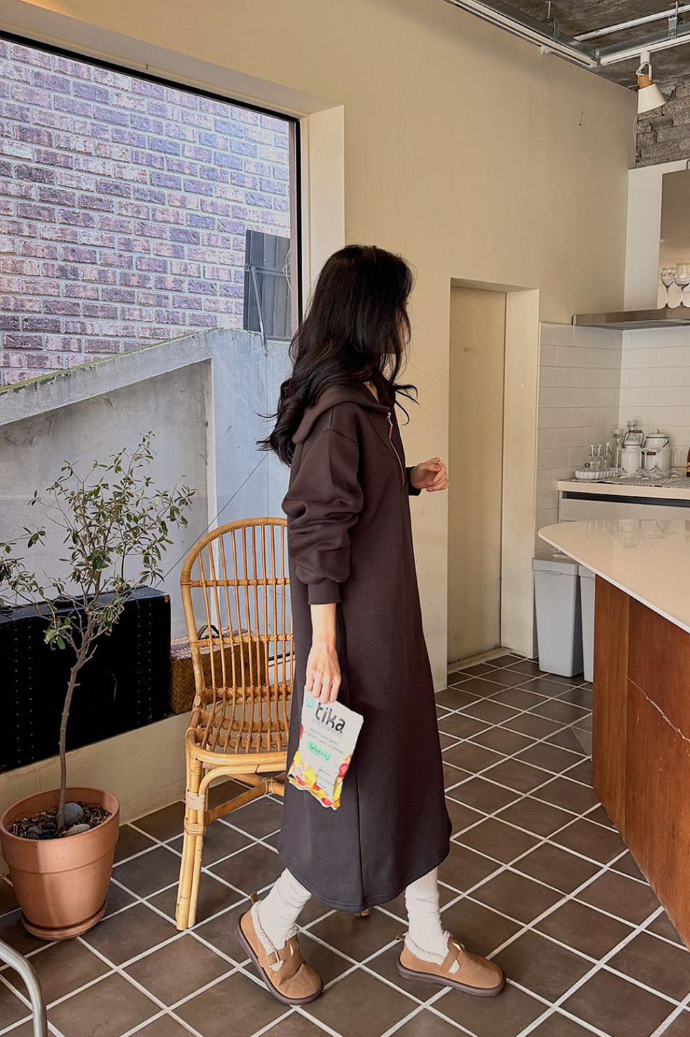 水手領內磨毛長洋裝,KOREA,348263,水手領內磨毛長洋裝,領500,999免運