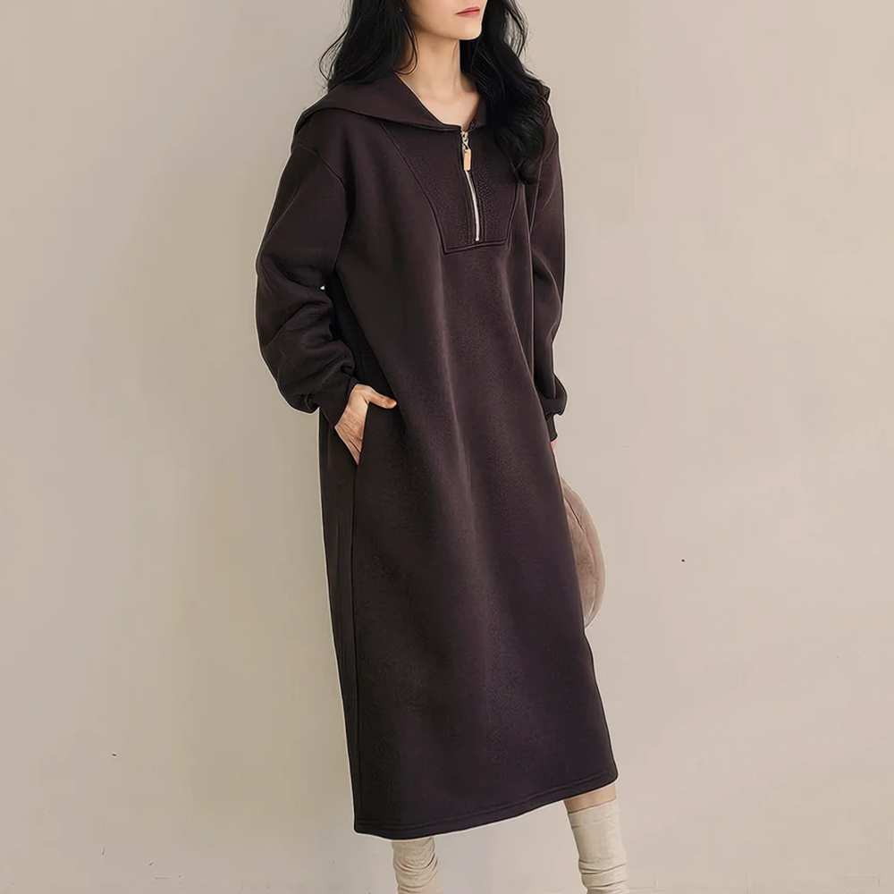 水手領內磨毛長洋裝