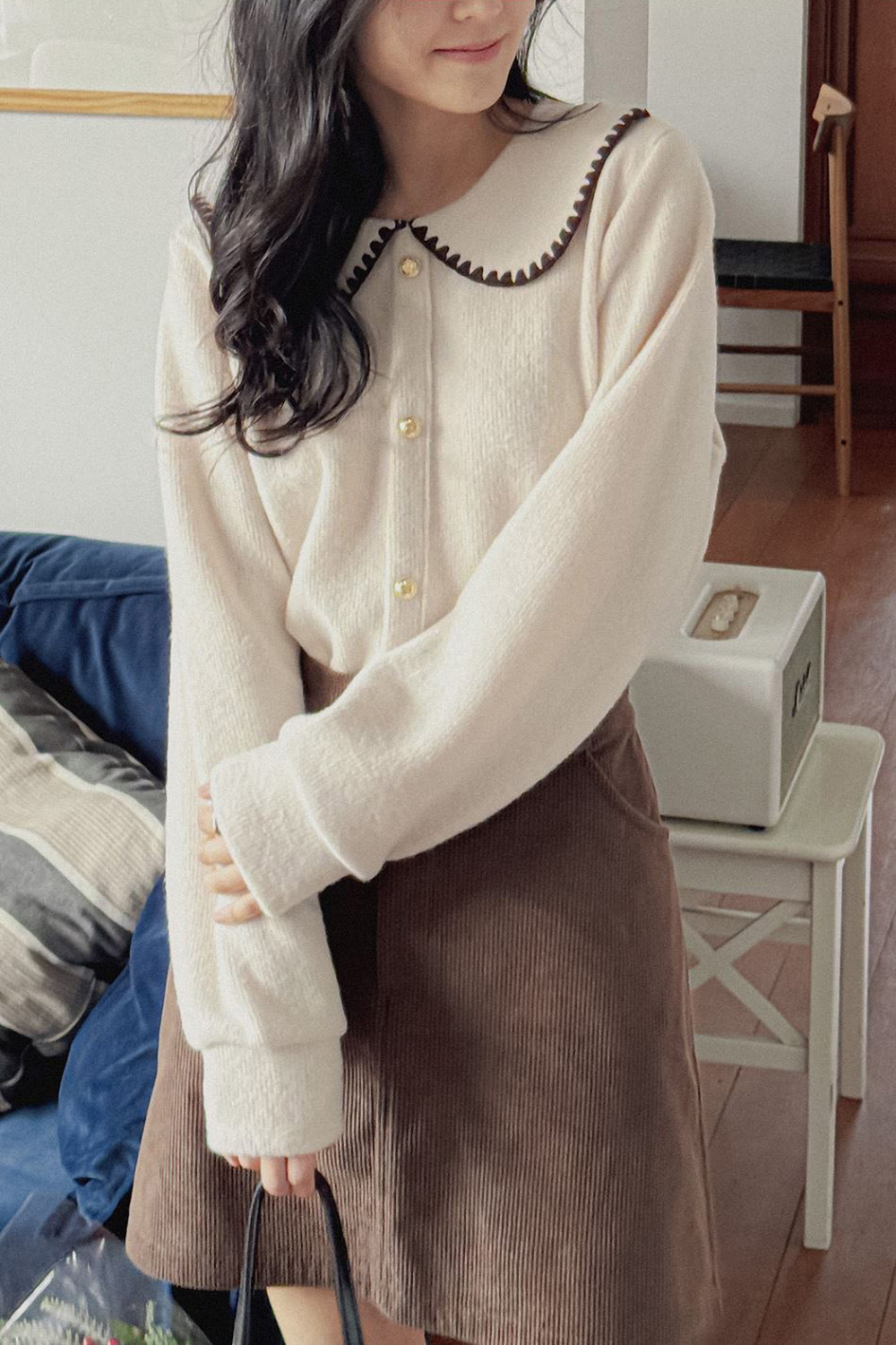 精緻水手領針織上衣,KOREA,348266,精緻水手領針織上衣,領500,999免運